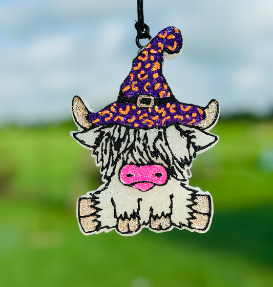 Highland Cow with Witch Hat