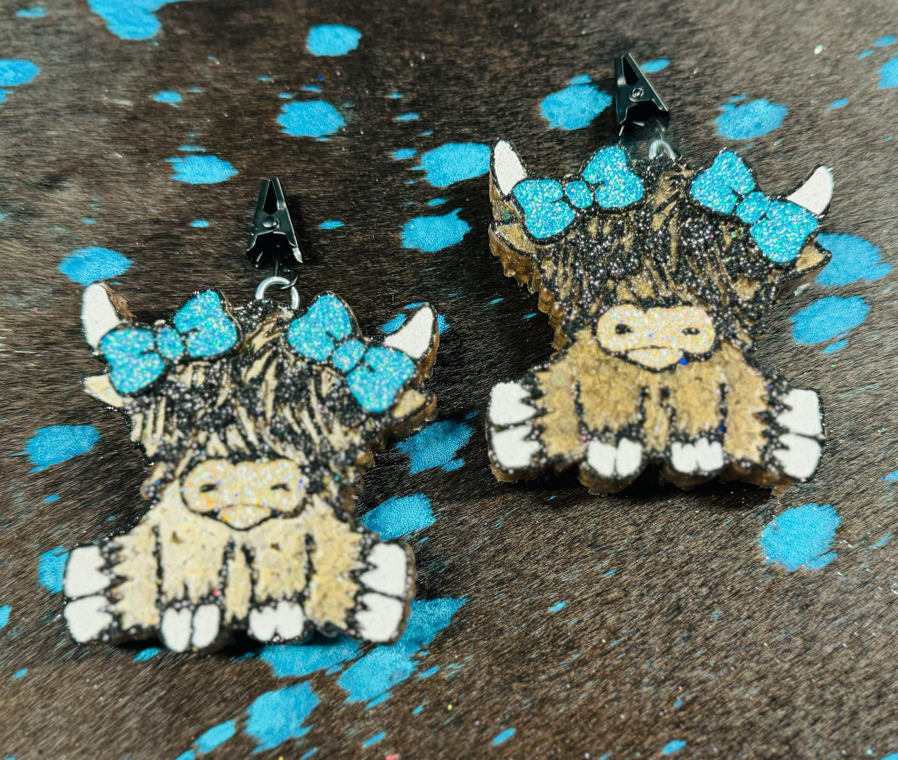 Highland Cow with Bows Vent Clips-2 clips