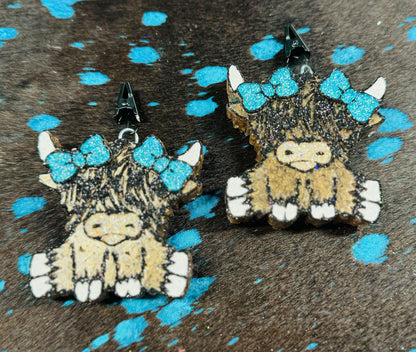 Highland Cow with Bows Vent Clips-2 clips