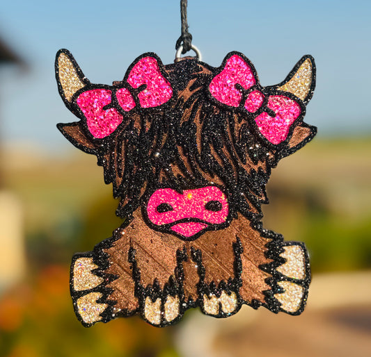 Highland Cow with Double Bows