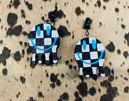 Checkered Smiley Vent Clips- Set of 2