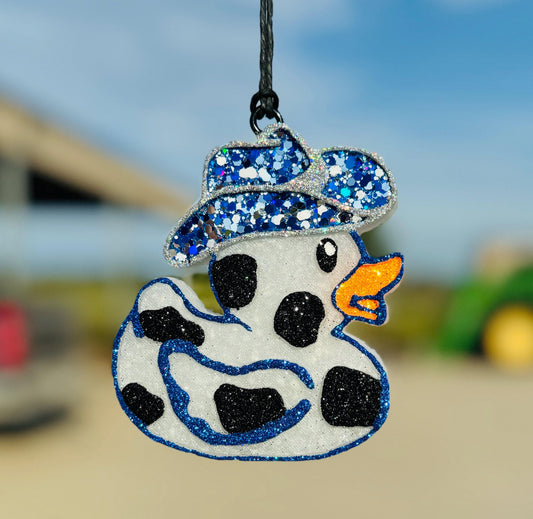 Cow Print Rubber Duck with Cowboy hat