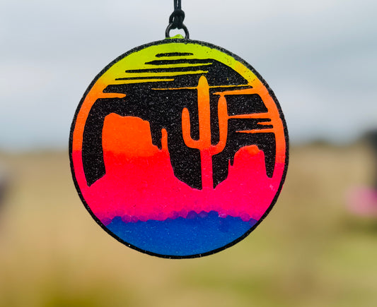 Cactus with western scene