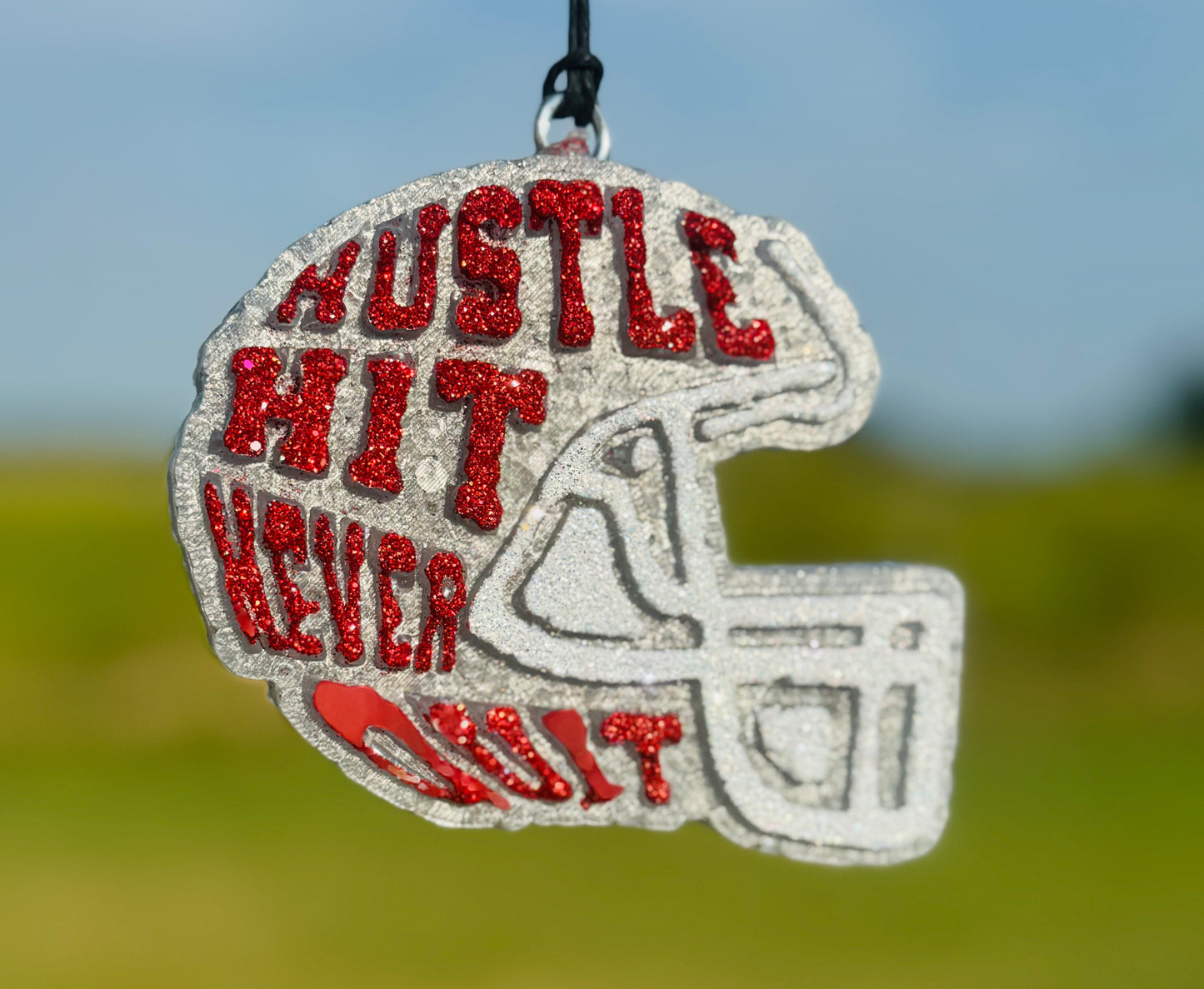 Hustle Hit Never Quit Football Helmet