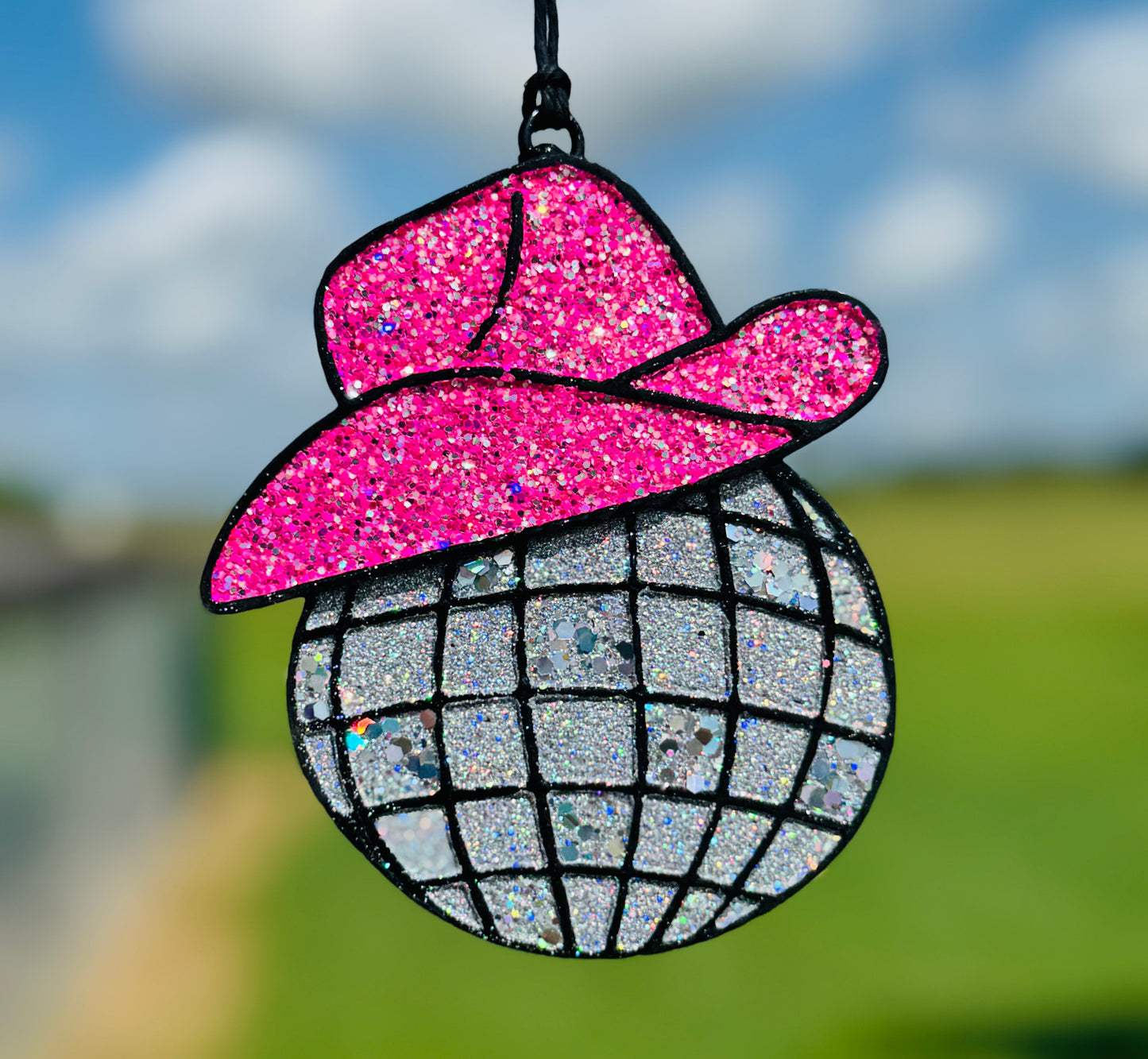 Disco Ball with Cowgirl Hat