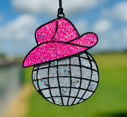 Disco Ball with Cowgirl Hat