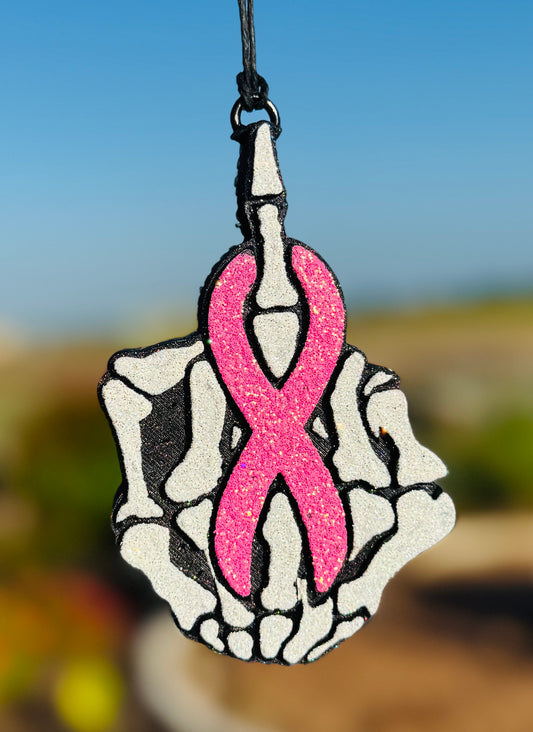 F Off Skeleton Hand with Cancer Ribbon