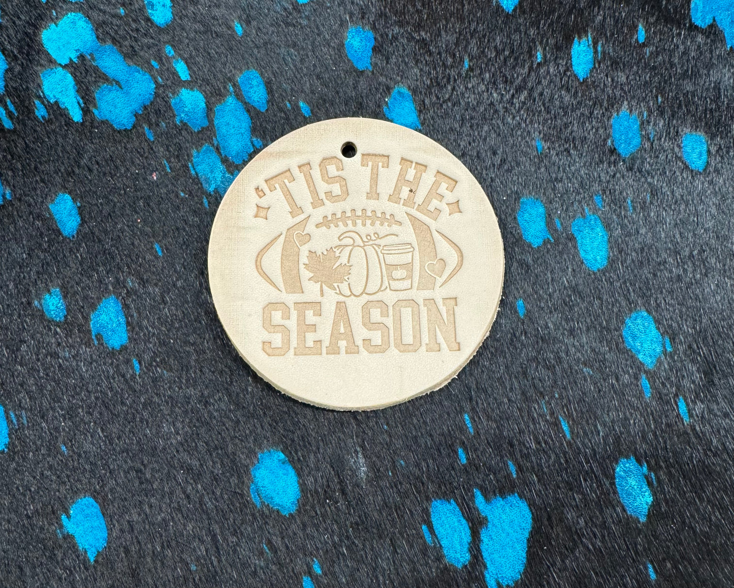 Genuine Leather Tis the Season Fall Football Car Charm