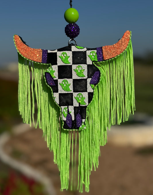 Halloween Ghost Checkered Aztec Bull (large)