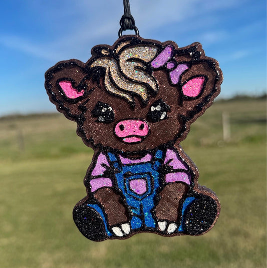 Highland Cow with Overalls