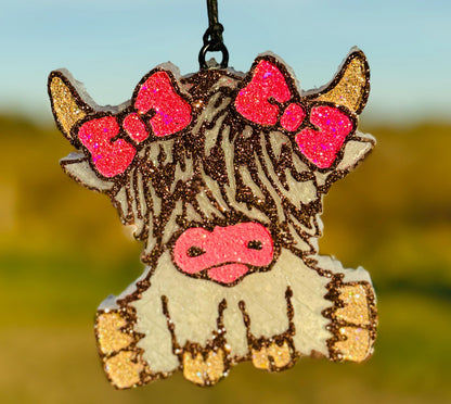 Highland Cow with Double Bows