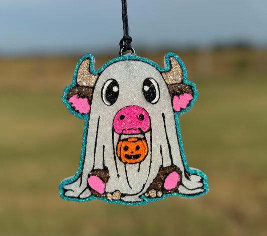 Ghost Cow with Pumpkin