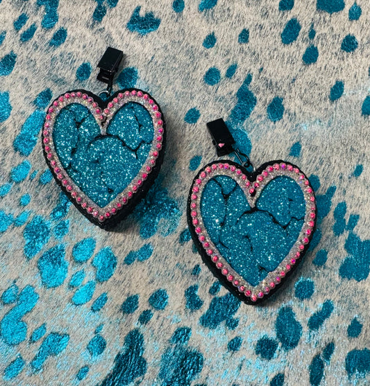 RTS Turquoise Heart Vent Clips- Set of 2- Pink Sugar Scent