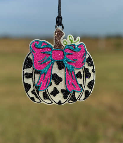 Cow Print Pumpkin with Bow