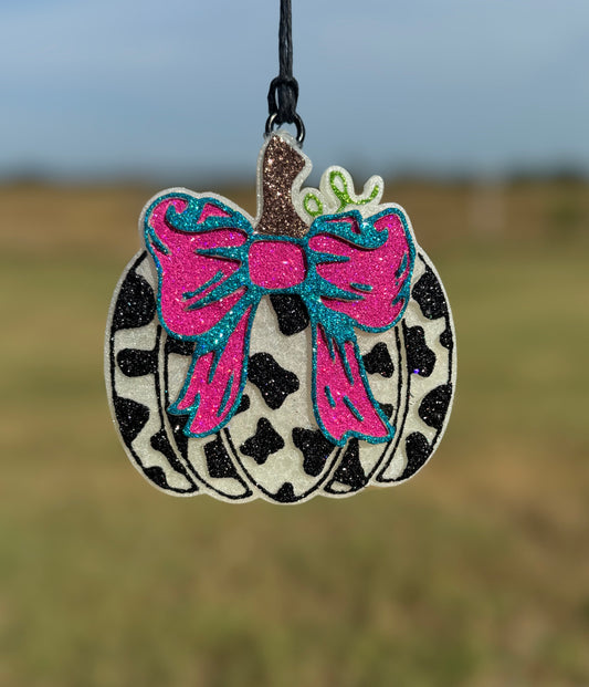 Cow Print Pumpkin with Bow