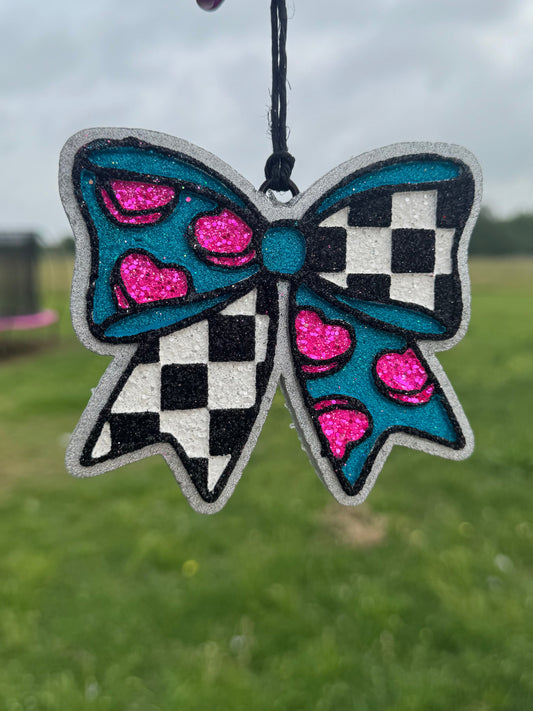 Checkered Bow with Hearts