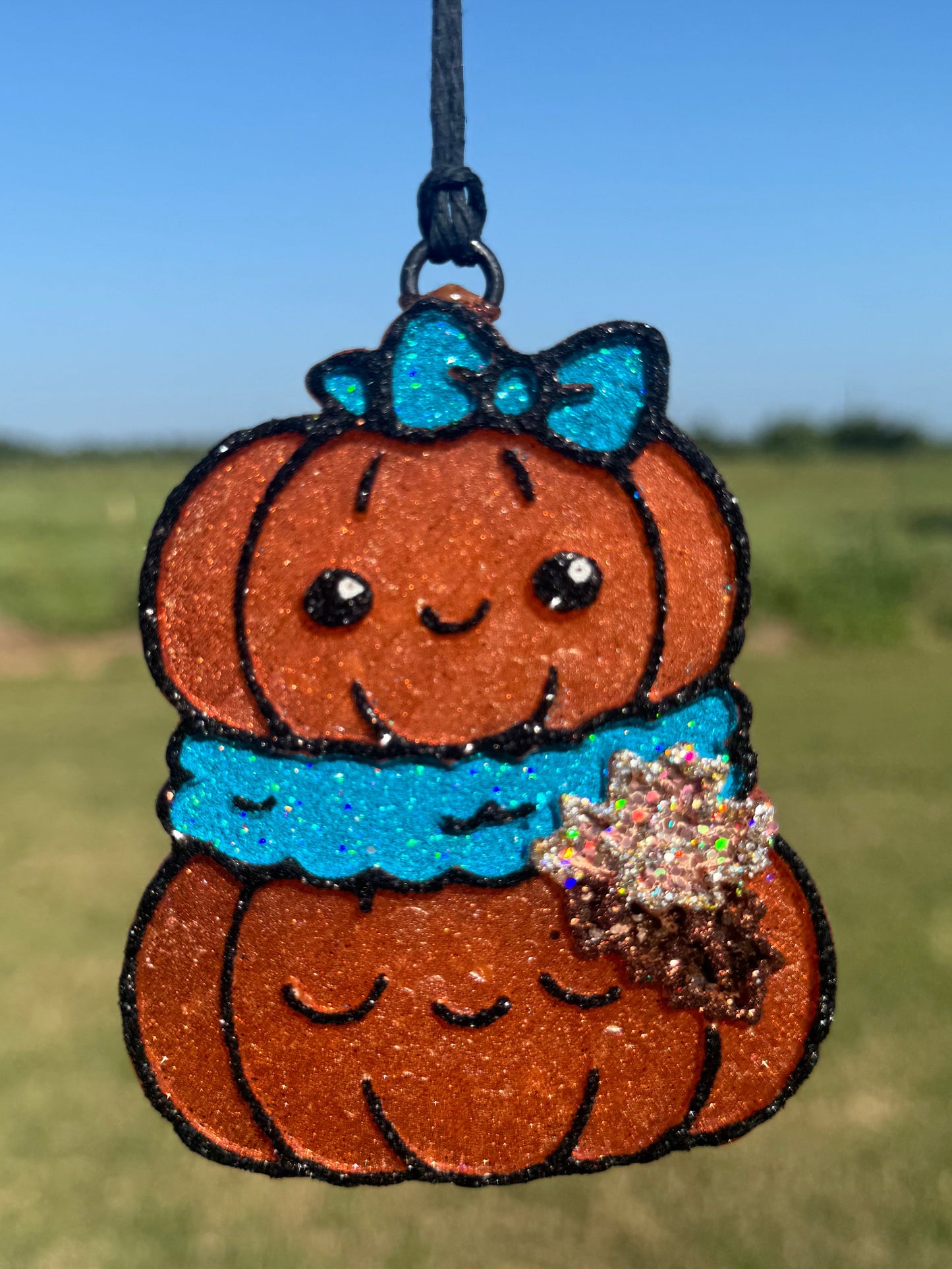 Pumpkin stack with scarf