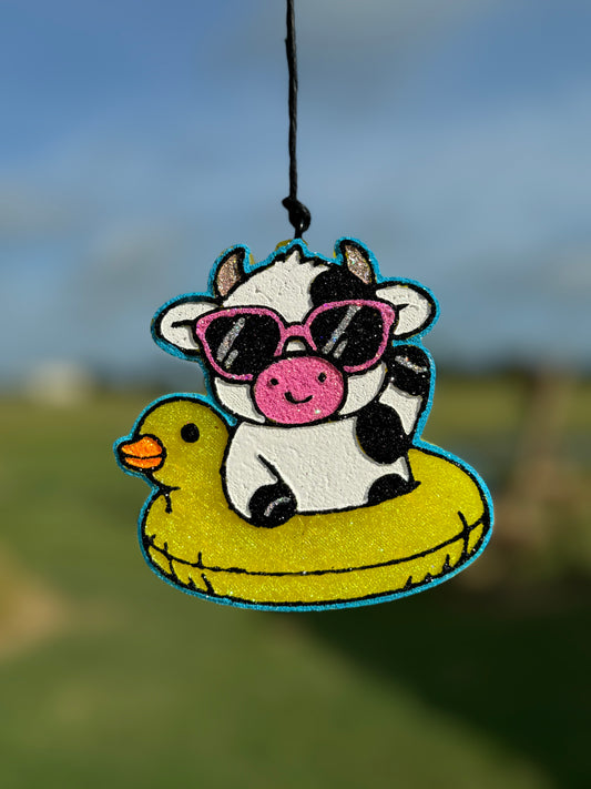 RTS- Summer Cow in Duck Floatie- Birds of Paradise Scent