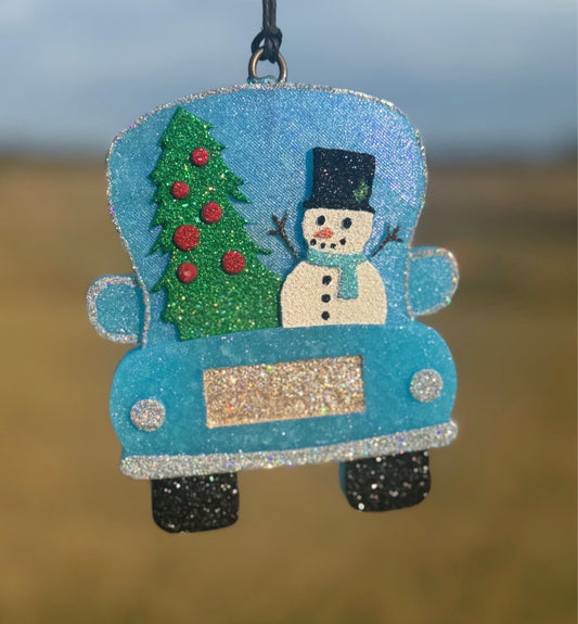 Christmas Truck with Snowman