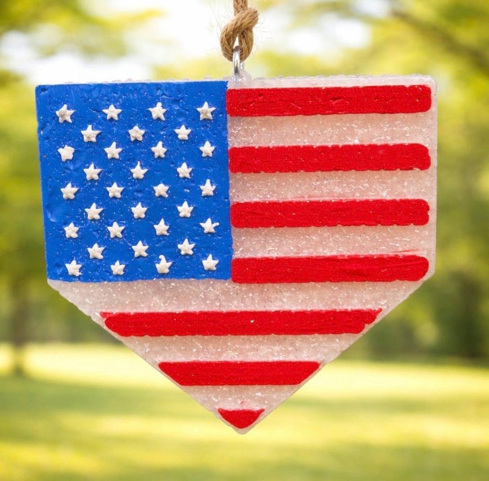 Baseball Plate with USA Flag