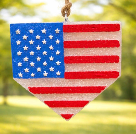 Baseball Plate with USA Flag