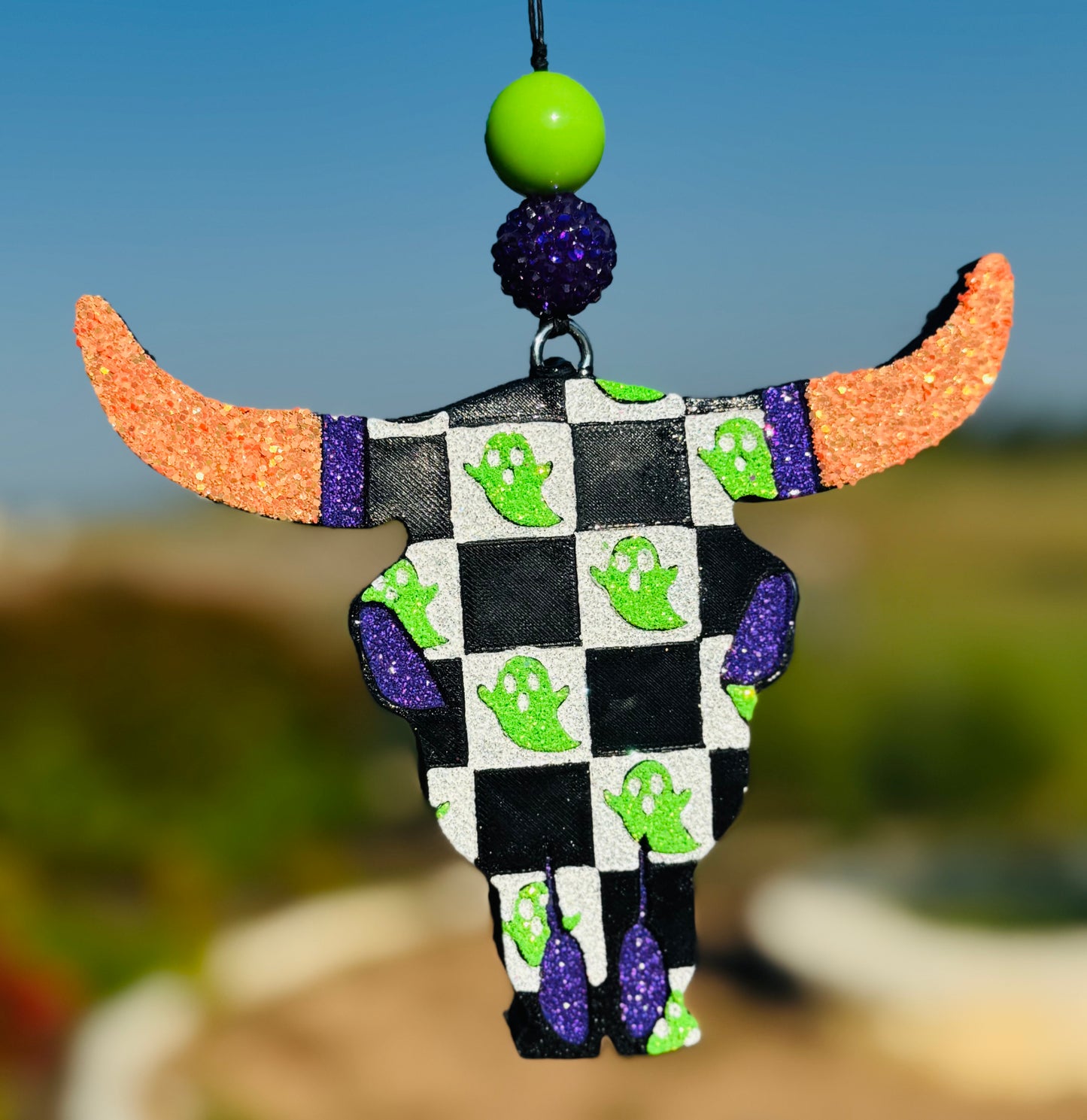 Halloween Ghost Checkered Aztec Bull (large)