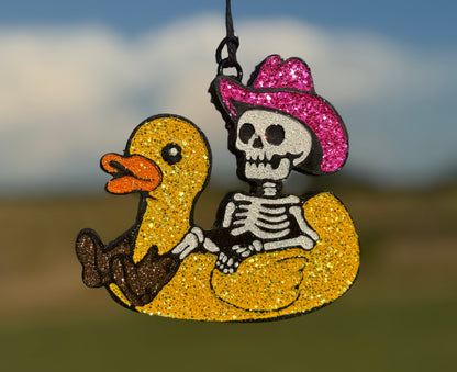 Cowboy Skeleton in Duck Floatie