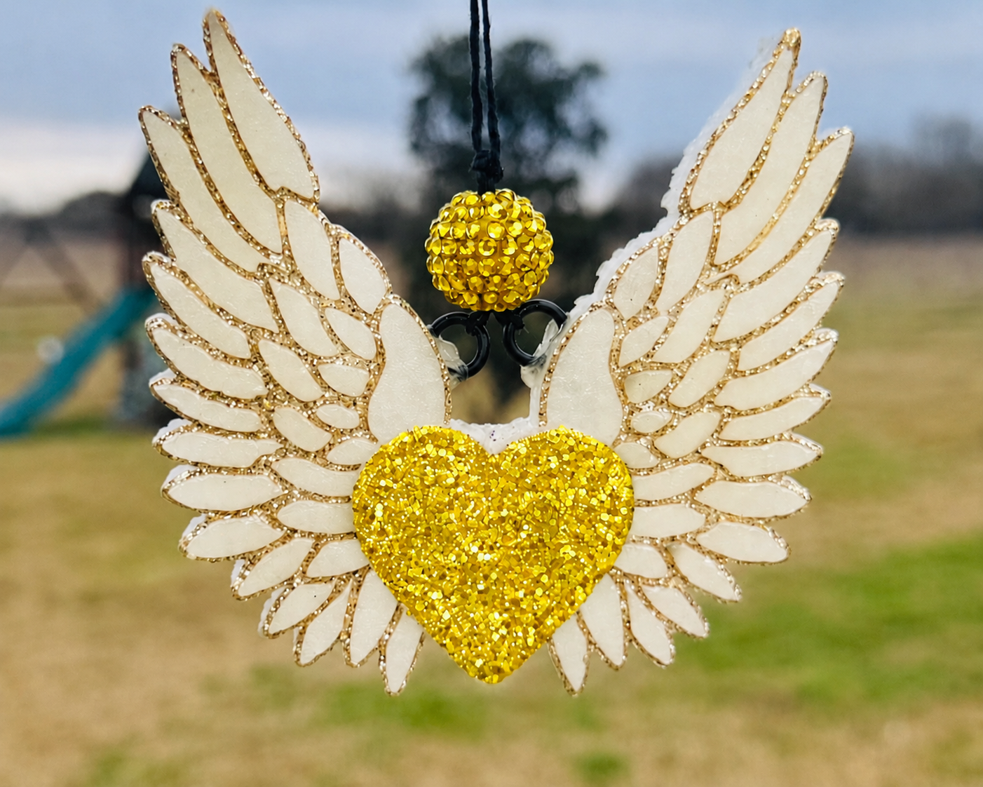 Angel wings with heart