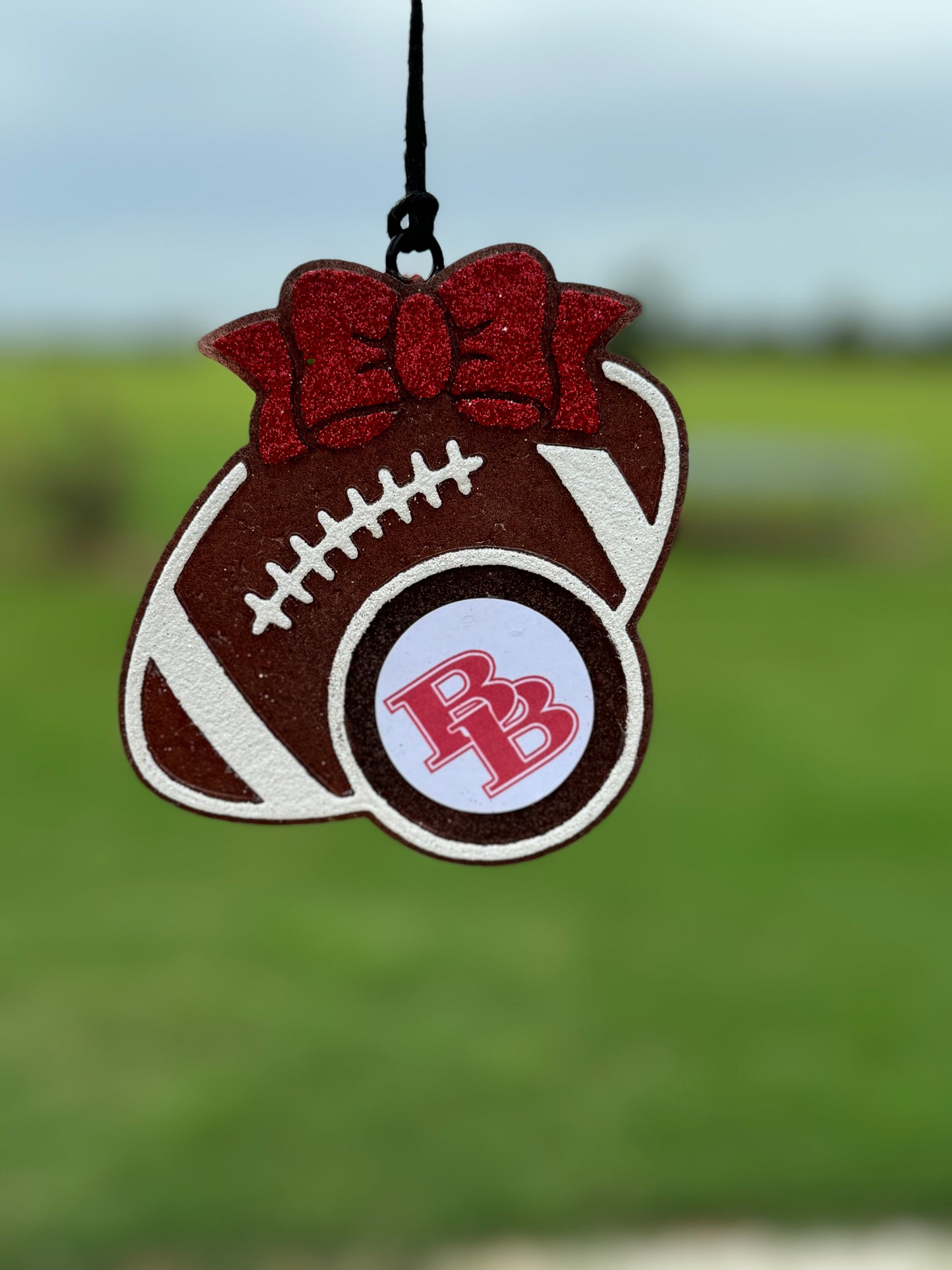 Football with bow and cardstock center