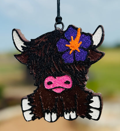 Highland with Hibiscus Flower