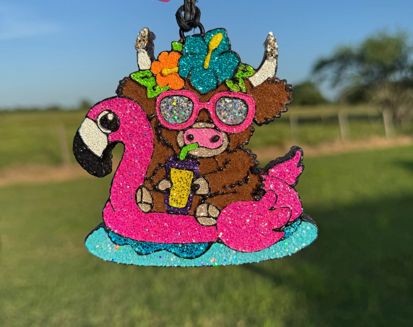 Highland in Flamingo Floatie - Option 2