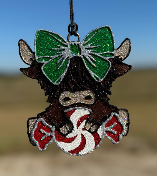 Highland Cow with Peppermint Candy
