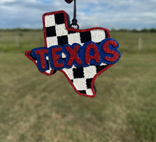Checkered Texas with words