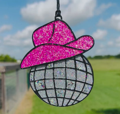 Disco Ball with Cowgirl Hat