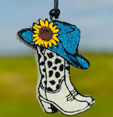 Cowgirl Hat & Boots with Sunflower