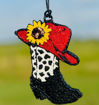 Cowgirl Hat & Boots with Sunflower