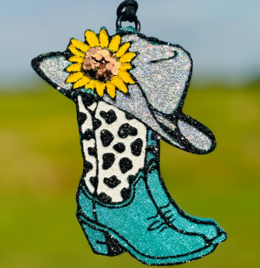 Cowgirl Hat & Boots with Sunflower