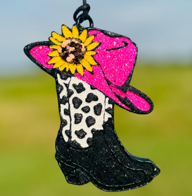 Cowgirl Hat & Boots with Sunflower