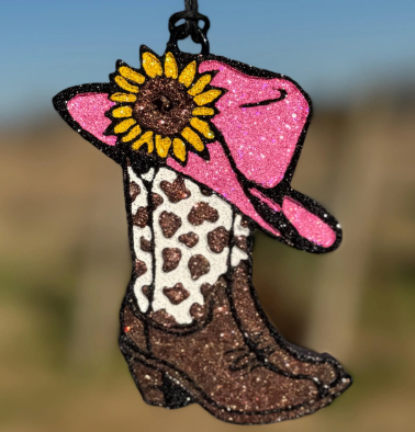 Cowgirl Hat & Boots with Sunflower