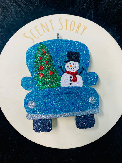 Christmas Truck with Snowman