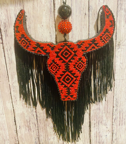 Aztec Bull Skull with Aztec Design (medium size)